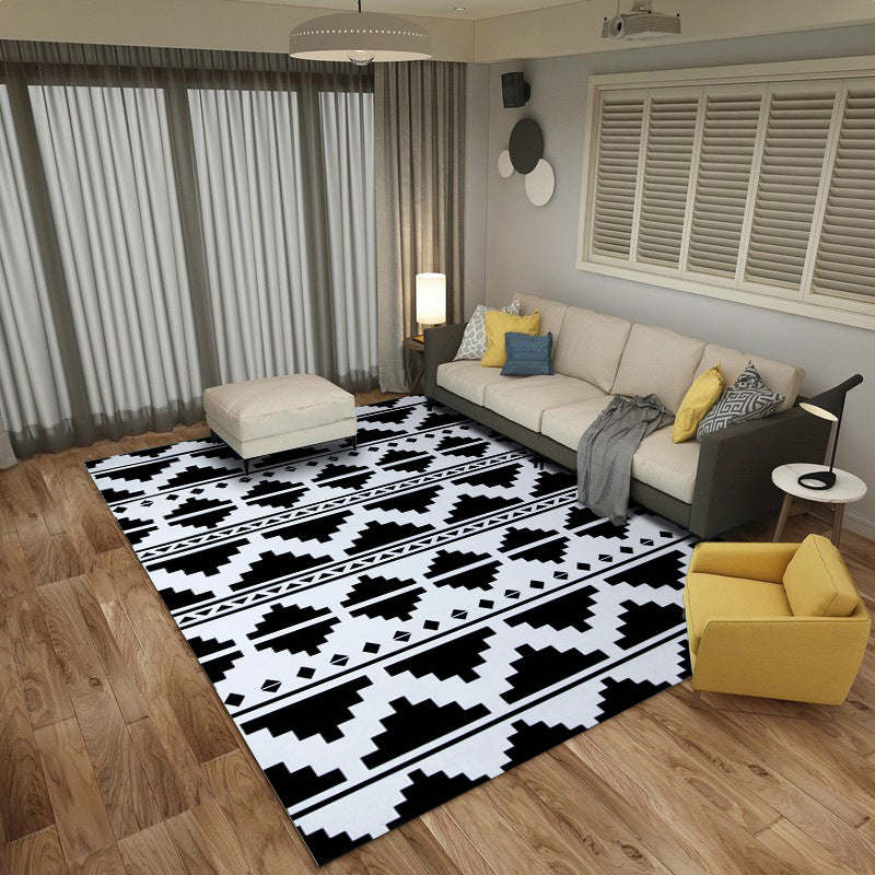 Nordic Geometric Print Rug Multi Color Polyster Area Carpet Pet Friendly Stain-Resistant Area Rug for Living Room Black Clearhalo 'Area Rug' 'Modern' 'Rugs' Rug' 2362645