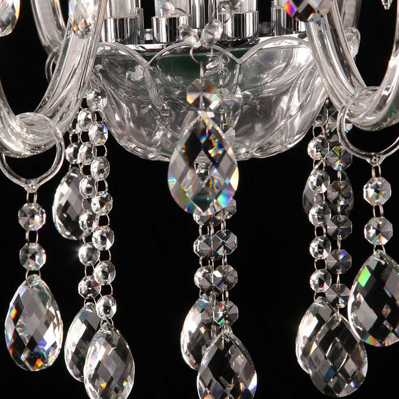 Victorian Style Candle Chandelier 3-Head Clear Glass Hanging Light with Crystal Strand Clearhalo 'Ceiling Lights' 'Chandeliers' 'Glass shade' 'Glass' Lighting' 2364551