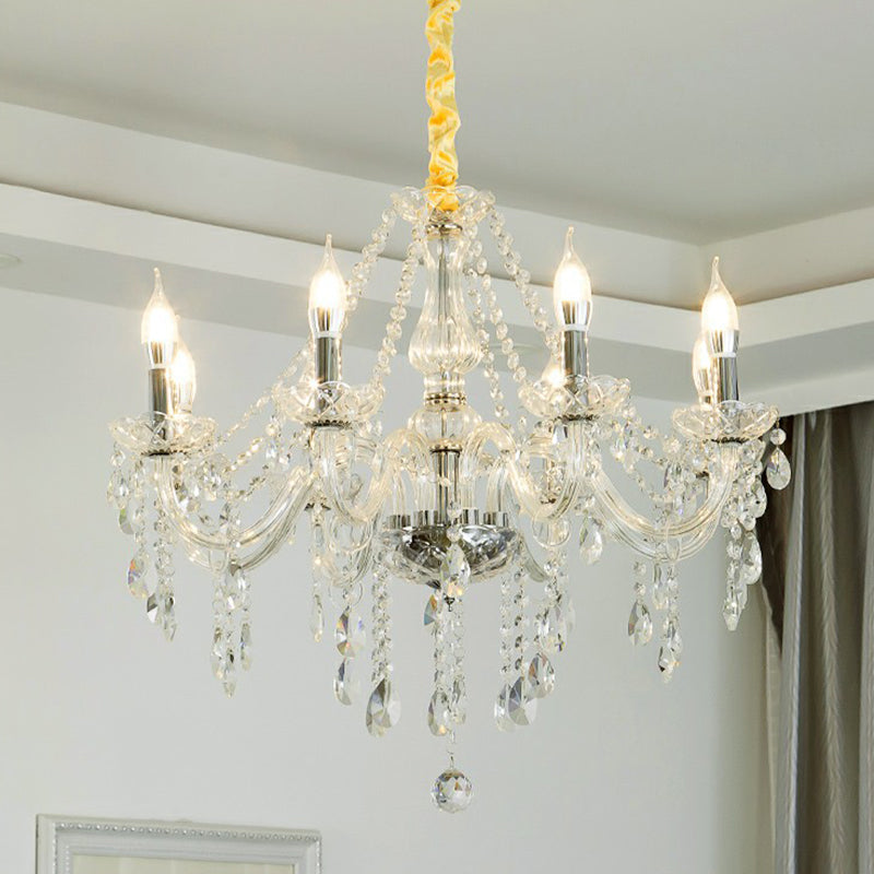 Baroque Candelabra Chandelier Clear Crystal Pendant Light Fixture for Dining Room Clearhalo 'Ceiling Lights' 'Chandeliers' Lighting' options 2365214