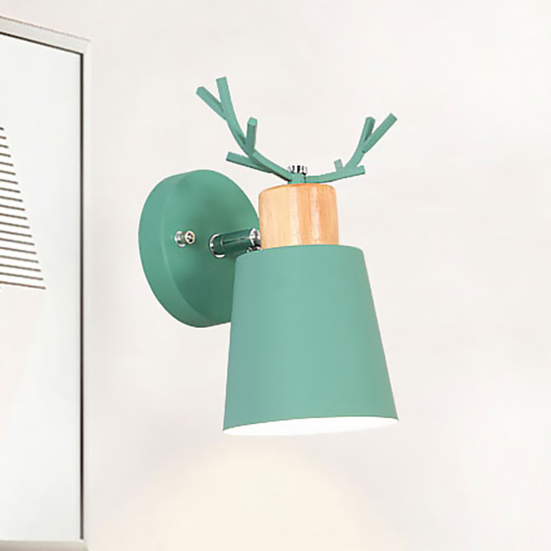 Rotatable Macaron Loft Green Wall Sconce Bucket Shade 1 Head Metal Wall Lamp for Foyer Green Clearhalo 'Wall Lamps & Sconces' 'Wall Lights' Lighting' 236567