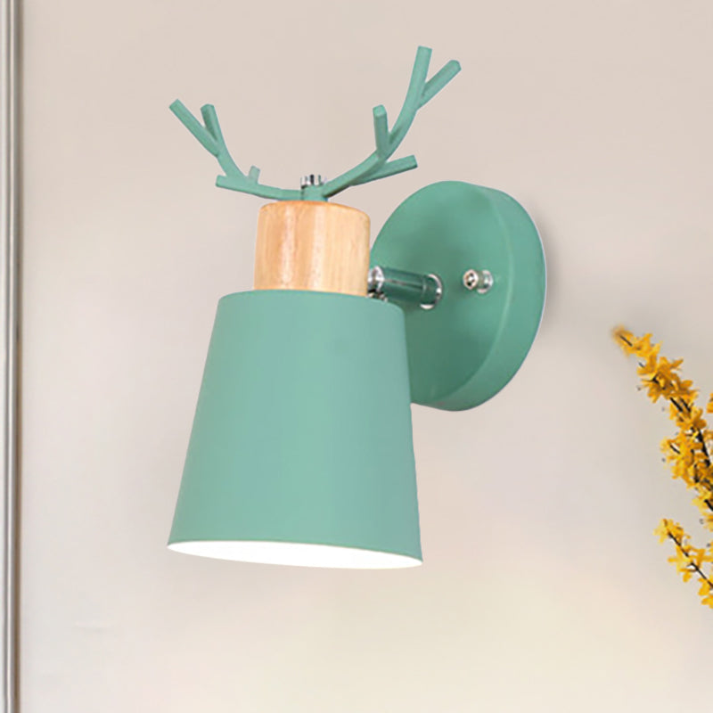 Rotatable Macaron Loft Green Wall Sconce Bucket Shade 1 Head Metal Wall Lamp for Foyer Clearhalo 'Wall Lamps & Sconces' 'Wall Lights' Lighting' 236568