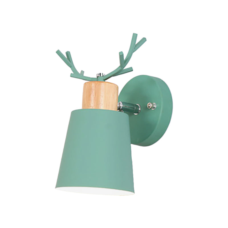 Rotatable Macaron Loft Green Wall Sconce Bucket Shade 1 Head Metal Wall Lamp for Foyer Clearhalo 'Wall Lamps & Sconces' 'Wall Lights' Lighting' 236569