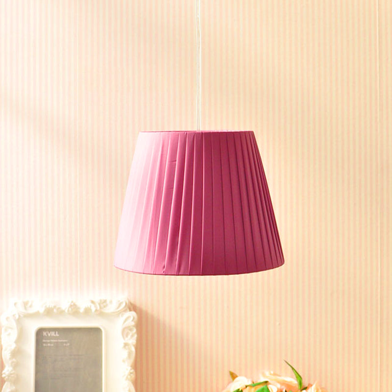 1 Light Fold Bucket Pendant Light Nordic Style Fabric Hanging Lamp for Hotel Bedroom Clearhalo 'Ceiling Lights' 'Pendant Lights' 'Pendants' Lighting' 236597