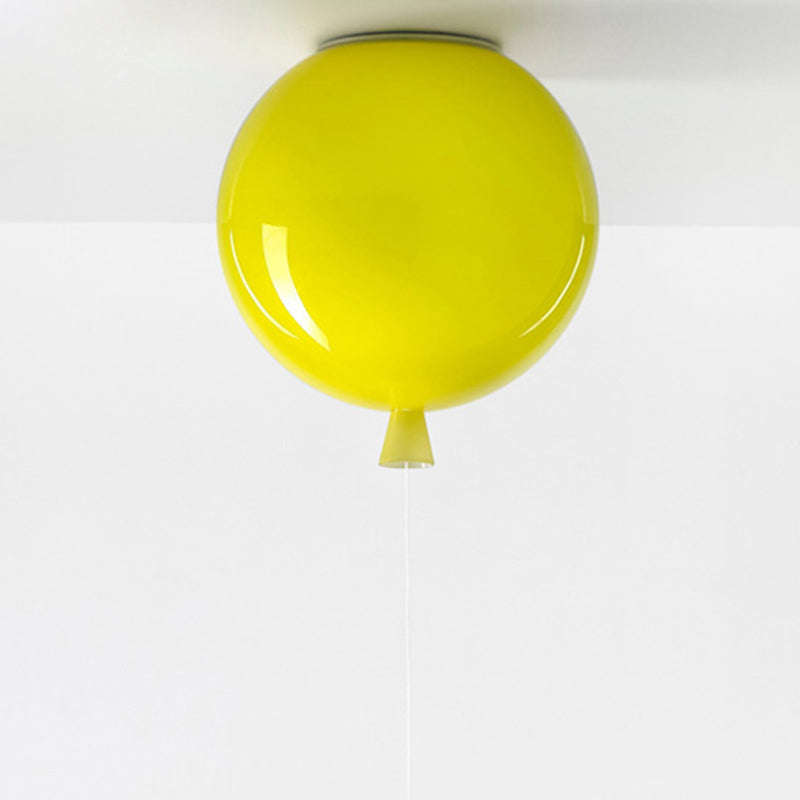 Balloon Semi Mount Lighting Childrens Plastic 1-Light Bedroom Ceiling Light Fixture Yellow Clearhalo 'Ceiling Lights' 'Close To Ceiling Lights' 'Close to ceiling' 'Semi-flushmount' Lighting' 2373264