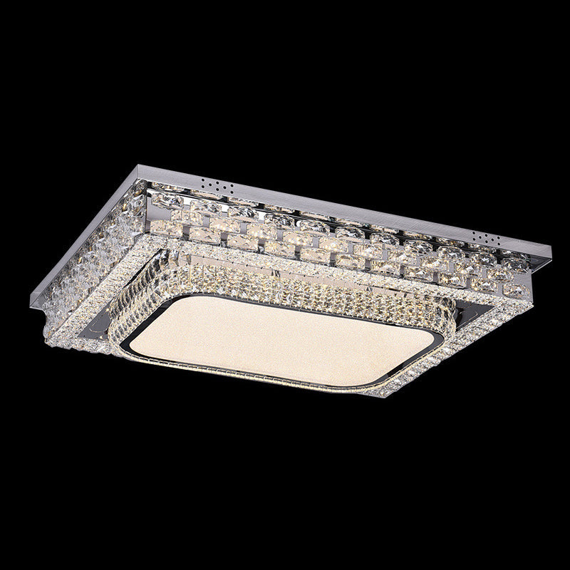 Rectangular LED Ceiling Lighting Modern Beveled Crystal Clear Flushmount for Bedroom Clear 37.5