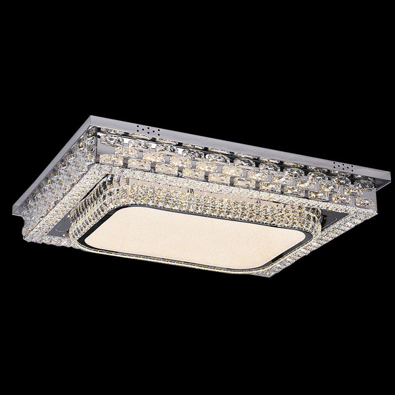 Rectangular LED Ceiling Lighting Modern Beveled Crystal Clear Flushmount for Bedroom Clear 43