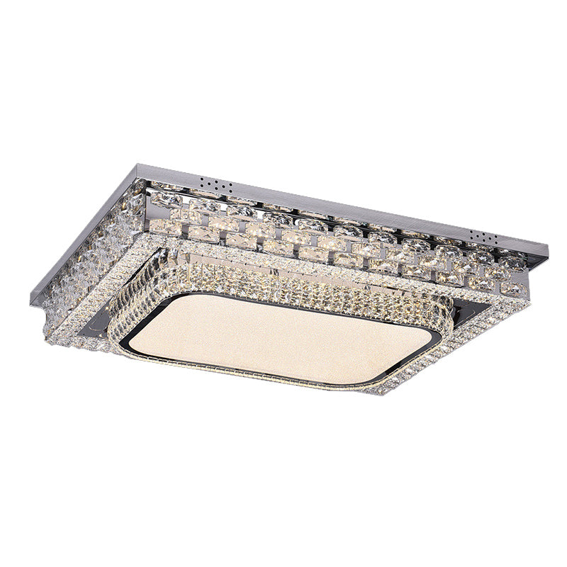 Rectangular LED Ceiling Lighting Modern Beveled Crystal Clear Flushmount for Bedroom Clearhalo 'Ceiling Lights' 'Close To Ceiling Lights' 'Close to ceiling' 'Flush mount' Lighting' 2373286