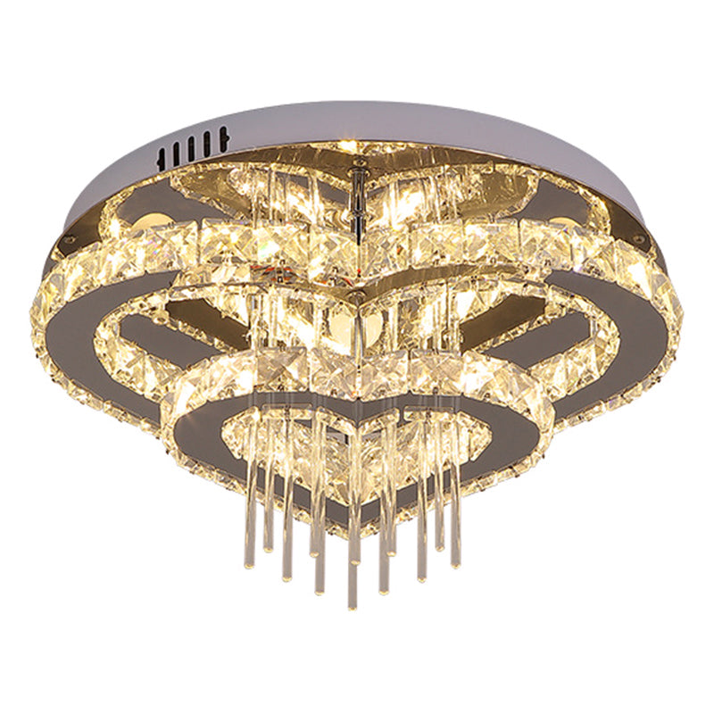 Modern Heart Shaped Semi Flush Light Cut-Crystal Bedroom LED Ceiling Fixture in Silver Clearhalo 'Ceiling Lights' 'Close To Ceiling Lights' 'Close to ceiling' Lighting' 2373308