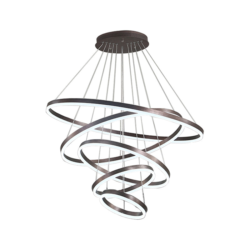 Acrylic Loop Shaped Chandelier Minimalist Elegant Coffee LED Suspension Light Fixture Clearhalo 'Ceiling Lights' 'Chandeliers' 'Modern Chandeliers' 'Modern' Lighting' 2373388