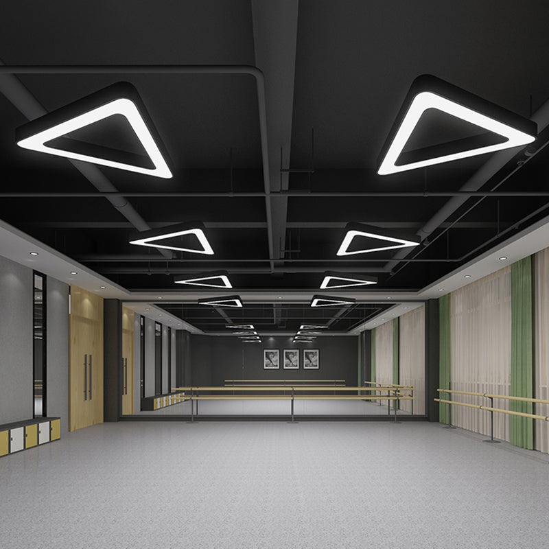 Triangular Gym Ceiling Hang Light Metallic Modern LED Chandelier Lighting in Black Black Clearhalo 'Ceiling Lights' 'Chandeliers' 'Modern Chandeliers' 'Modern' Lighting' 2373519