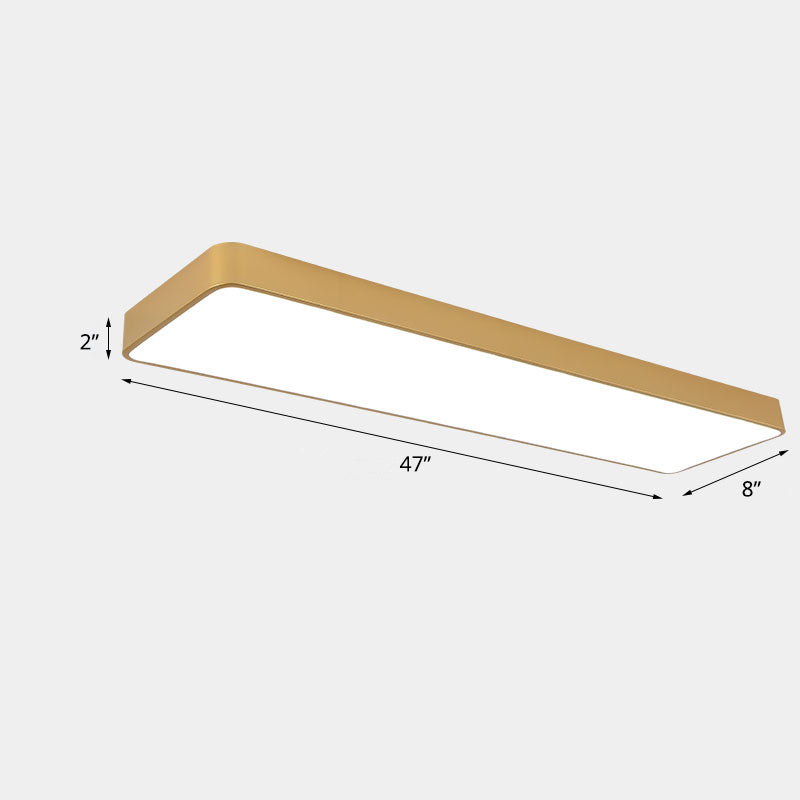 Metal Rectangle LED Ceiling Lighting Minimalist Light Wood Grain Flush Mount Light for Office Light Wood White Clearhalo 'Ceiling Lights' 'Close To Ceiling Lights' 'Close to ceiling' 'Flush mount' Lighting' 2373640