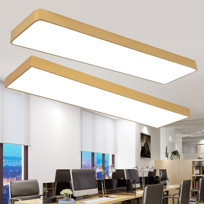 Metal Rectangle LED Ceiling Lighting Minimalist Light Wood Grain Flush Mount Light for Office Clearhalo 'Ceiling Lights' 'Close To Ceiling Lights' 'Close to ceiling' 'Flush mount' Lighting' 2373642