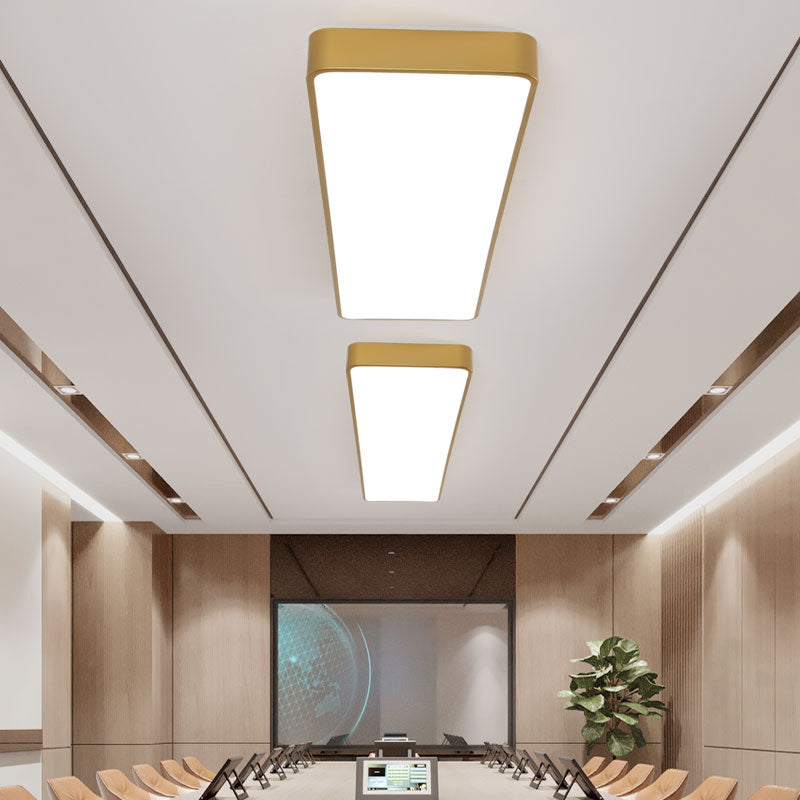 Metal Rectangle LED Ceiling Lighting Minimalist Light Wood Grain Flush Mount Light for Office Clearhalo 'Ceiling Lights' 'Close To Ceiling Lights' 'Close to ceiling' 'Flush mount' Lighting' 2373643