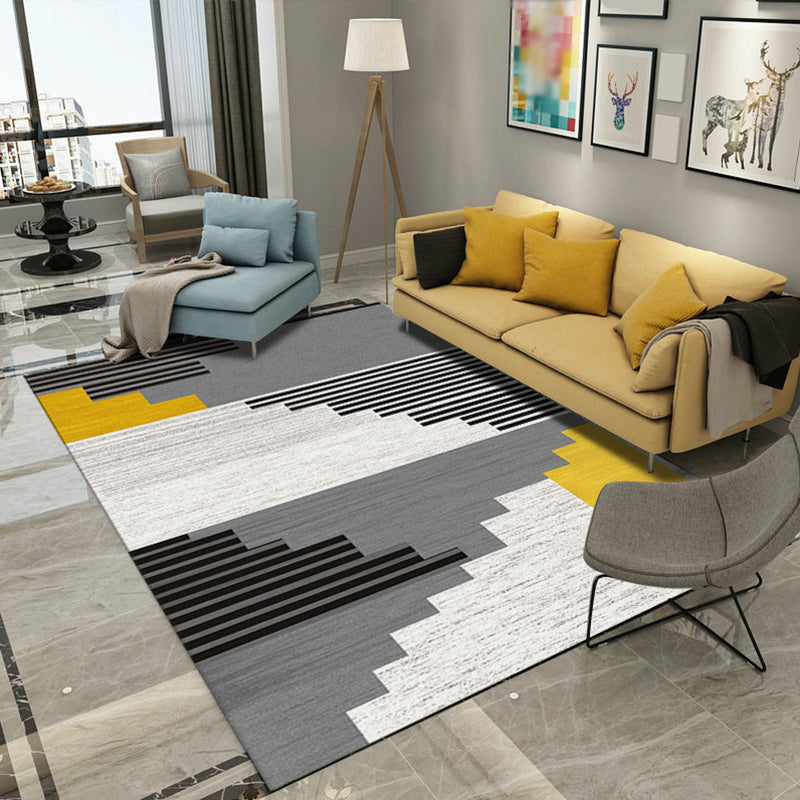 Scandinavian Geometric Print Rug Multi-Color Synthetics Area Carpet Non-Slip Backing Pet Friendly Indoor Rug for Parlor Grey Clearhalo 'Area Rug' 'Modern' 'Rugs' Rug' 2374639