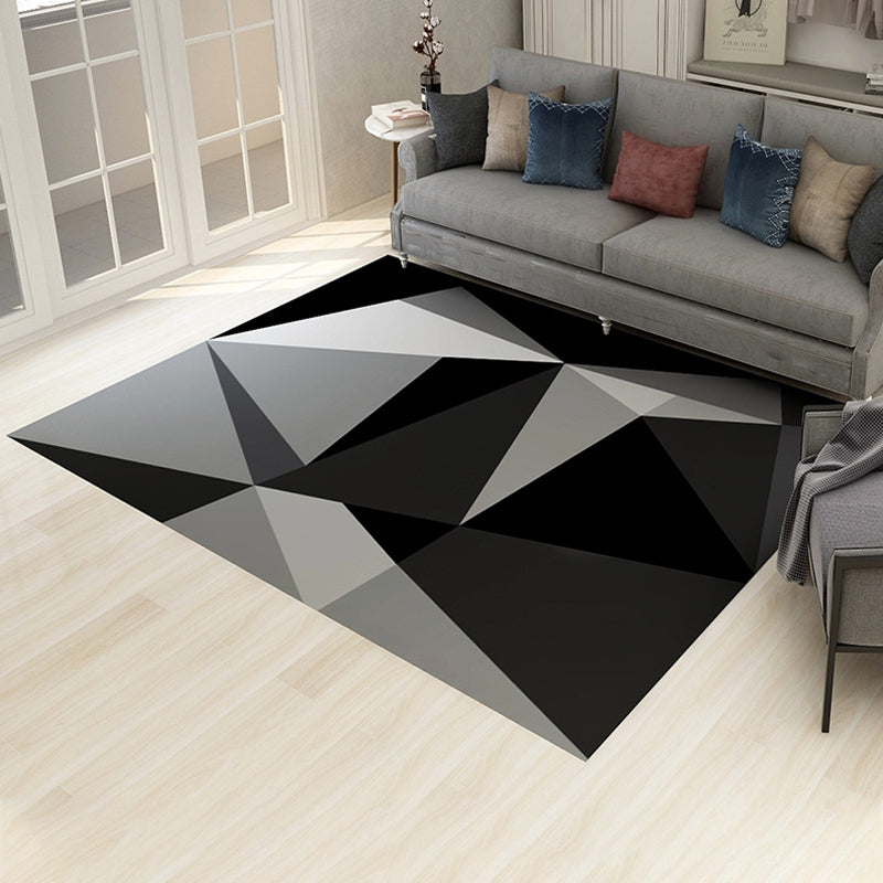 Nordic Decoration Rug Multi-Color Geometric Pattern Area Carpet Polyster Anti-Slip Backing Easy Care Washable Rug Black Clearhalo 'Area Rug' 'Modern' 'Rugs' Rug' 2374690