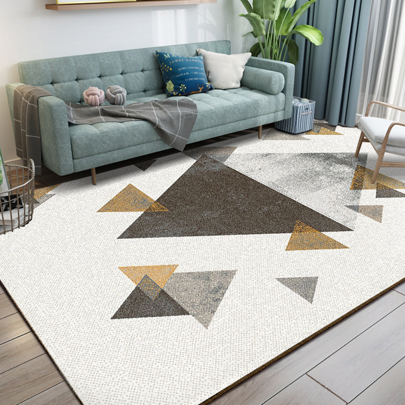 Calming Living Room Rug Multi Colored Geometric Indoor Rug Polypropylene Anti-Slip Easy Care Area Carpet Coffee 6'7