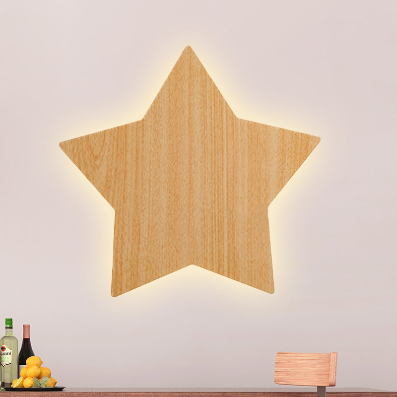 Contemporary Slim Panel Star Sconce Lamp Wooden LED Wall Light for Corridor Kitchen Clearhalo 'Wall Lamps & Sconces' 'Wall Lights' Lighting' 237736