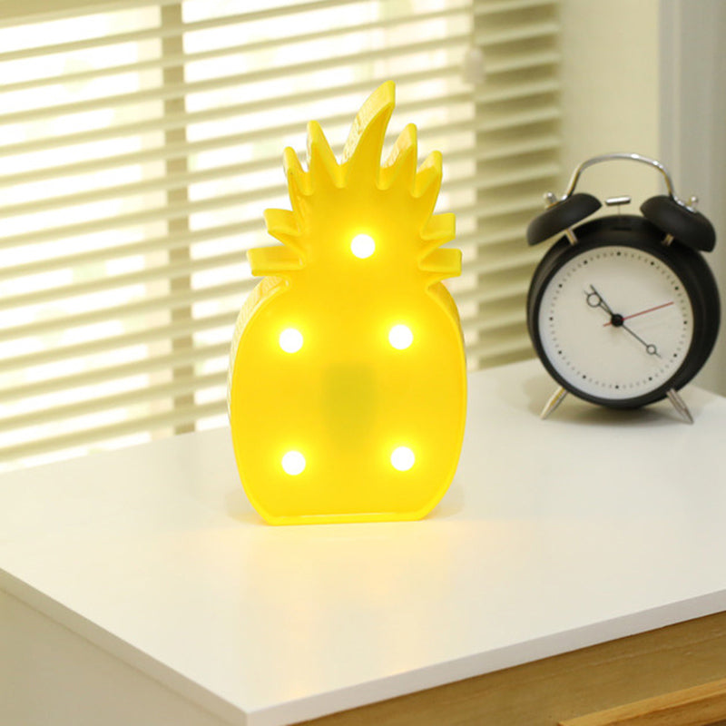 Novelty Decorative LED Modeling Night Light Plastic Girls Room Battery Table Lamp with Hook Yellow Battery Pineapple Clearhalo 'Night Lights' 'Wall Lights' Lighting' 2384673