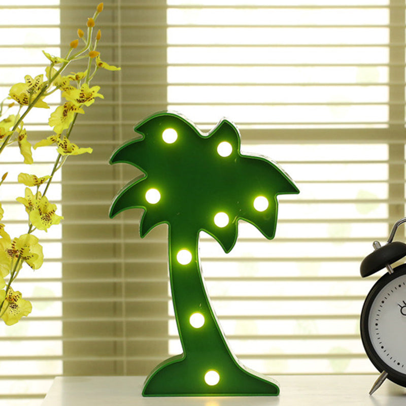 Novelty Decorative LED Modeling Night Light Plastic Girls Room Battery Table Lamp with Hook Green Battery Coconut Tree Clearhalo 'Night Lights' 'Wall Lights' Lighting' 2384674