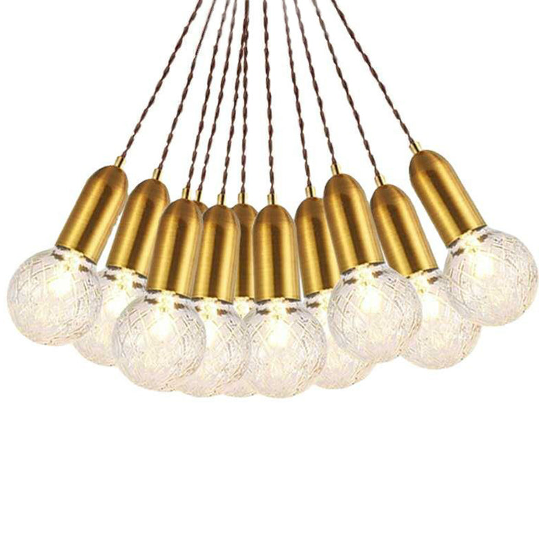 Lattice Glass Bulb Shaped Pendant Lamp Nordic 1-Light Restaurant Ceiling Light in Brass Clearhalo 'Art Deco Pendants' 'Cast Iron' 'Ceiling Lights' 'Ceramic' 'Crystal' 'Industrial Pendants' 'Industrial' 'Metal' 'Middle Century Pendants' 'Pendant Lights' 'Pendants' 'Tiffany' Lighting' 2384814