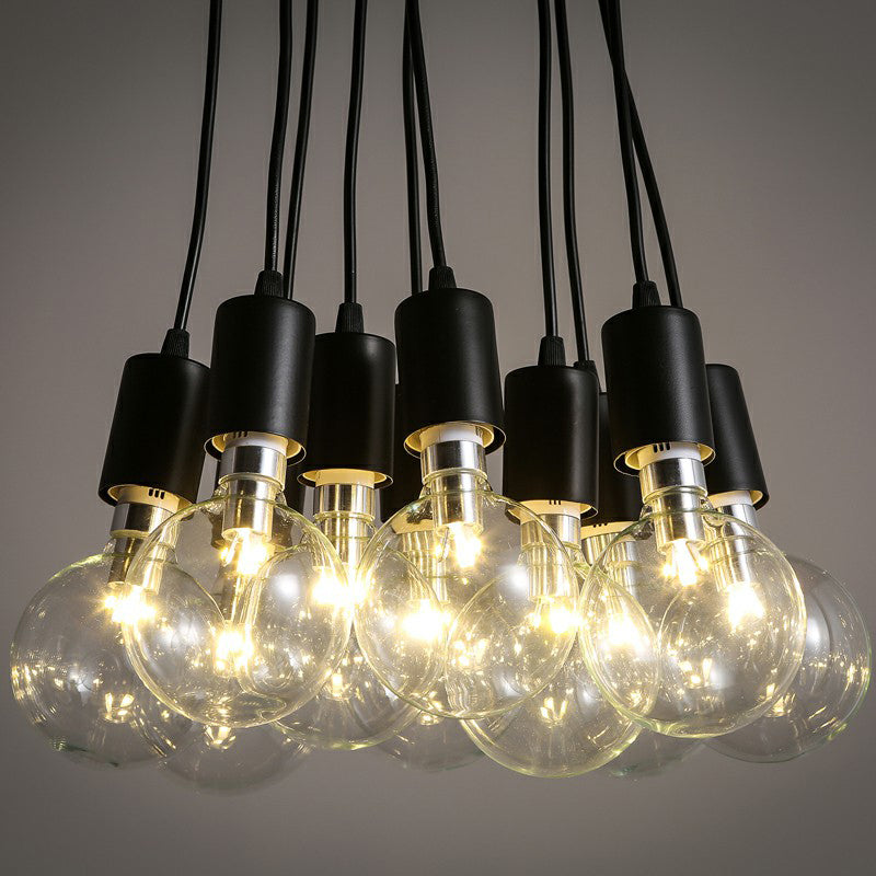 10 Heads Hanging Light Factory Naked Bulb Swag Pendant Lighting Fixture in Black Clearhalo 'Art Deco Pendants' 'Black' 'Cast Iron' 'Ceiling Lights' 'Ceramic' 'Crystal' 'Industrial Pendants' 'Industrial' 'Metal' 'Middle Century Pendants' 'Pendant Lights' 'Pendants' 'Rustic Pendants' 'Tiffany' Lighting' 2384826