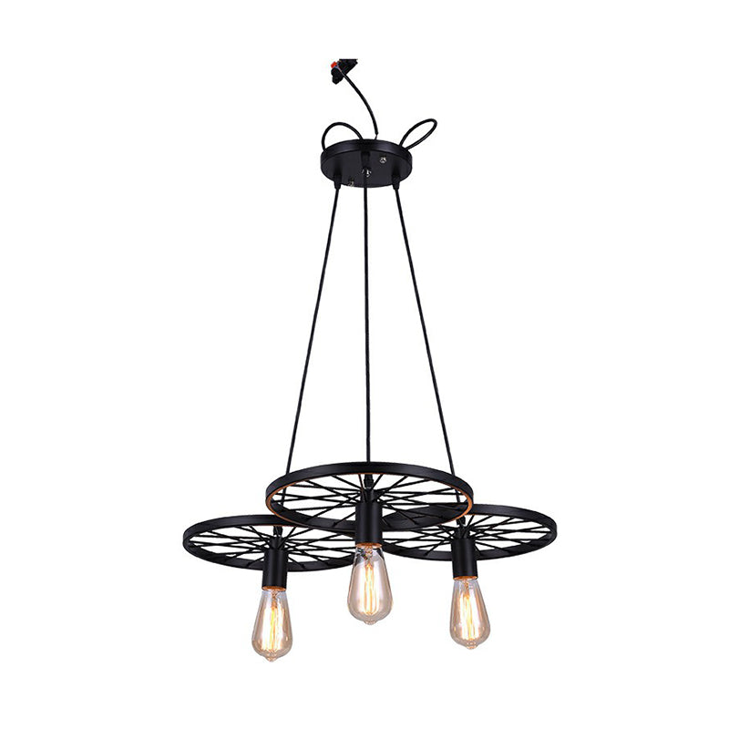 Wagon Wheel Shaped Bar Pendant Lamp Industrial Metal Multi Hanging Light Fixture Clearhalo 'Art Deco Pendants' 'Black' 'Cast Iron' 'Ceiling Lights' 'Ceramic' 'Crystal' 'Industrial Pendants' 'Industrial' 'Metal' 'Middle Century Pendants' 'Pendant Lights' 'Pendants' 'Rustic Pendants' 'Tiffany' Lighting' 2384833