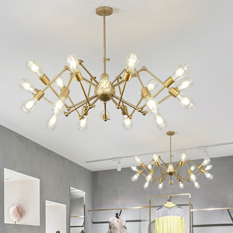 Nordic Swing Arm Pendant Lighting Metal Ceiling Chandelier with Open Bulb Design Clearhalo 'Cast Iron' 'Ceiling Lights' 'Chandeliers' 'Industrial Chandeliers' 'Industrial' 'Metal' 'Middle Century Chandeliers' 'Rustic Chandeliers' 'Tiffany' Lighting' 2384850