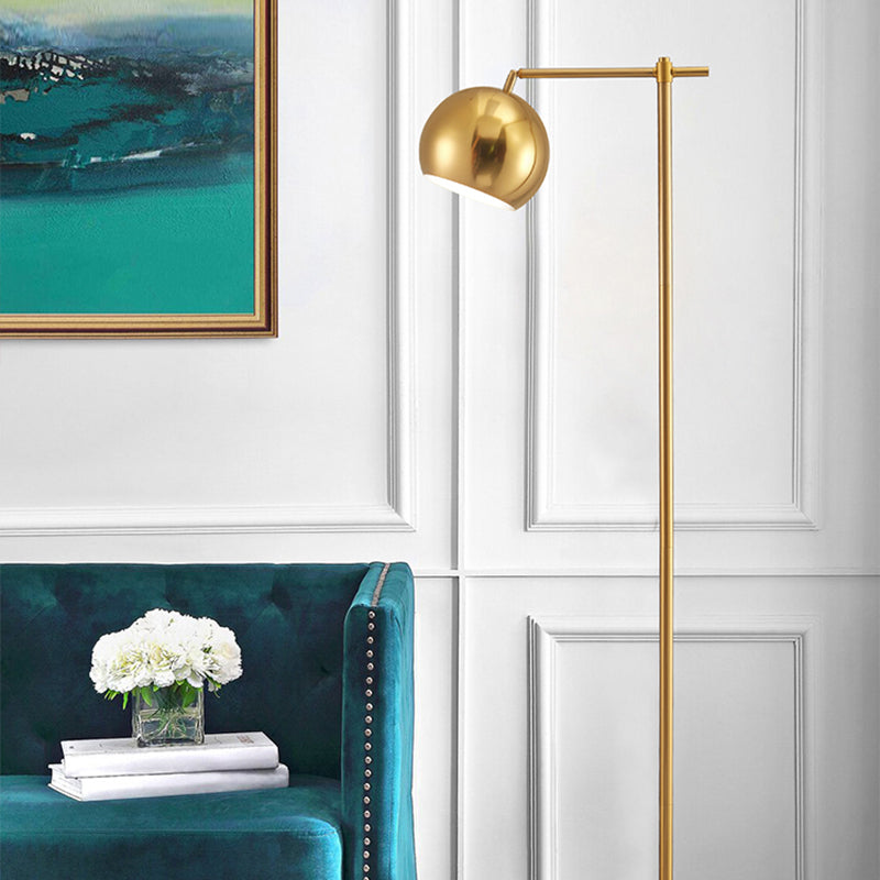 Dome Metal Standing Floor Light Minimalist 1-Bulb Gold Floor Lamp with Adjustable Joint Clearhalo 'Floor Lamps' 'Lamps' Lighting' 2384940