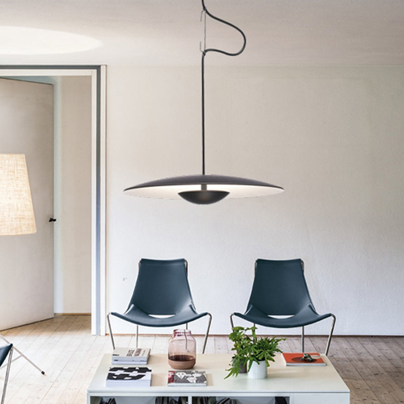 Metal Flying Saucer Hanging Lamp Minimalistic 1-Light Suspension Light for Dining Room Black Clearhalo 'Ceiling Lights' 'Modern Pendants' 'Modern' 'Pendant Lights' 'Pendants' Lighting' 2384977