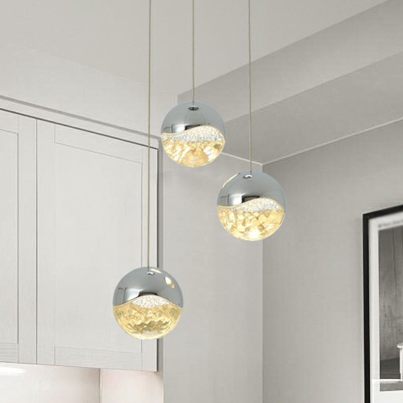 Clear Glass Globe Cluster Pendant Modern Chrome Finish LED Suspension Light for Restaurant Clearhalo 'Ceiling Lights' 'Modern Pendants' 'Modern' 'Pendant Lights' 'Pendants' Lighting' 2385118