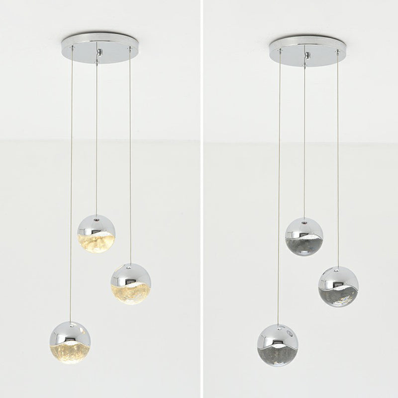 Clear Glass Globe Cluster Pendant Modern Chrome Finish LED Suspension Light for Restaurant Clearhalo 'Ceiling Lights' 'Modern Pendants' 'Modern' 'Pendant Lights' 'Pendants' Lighting' 2385120