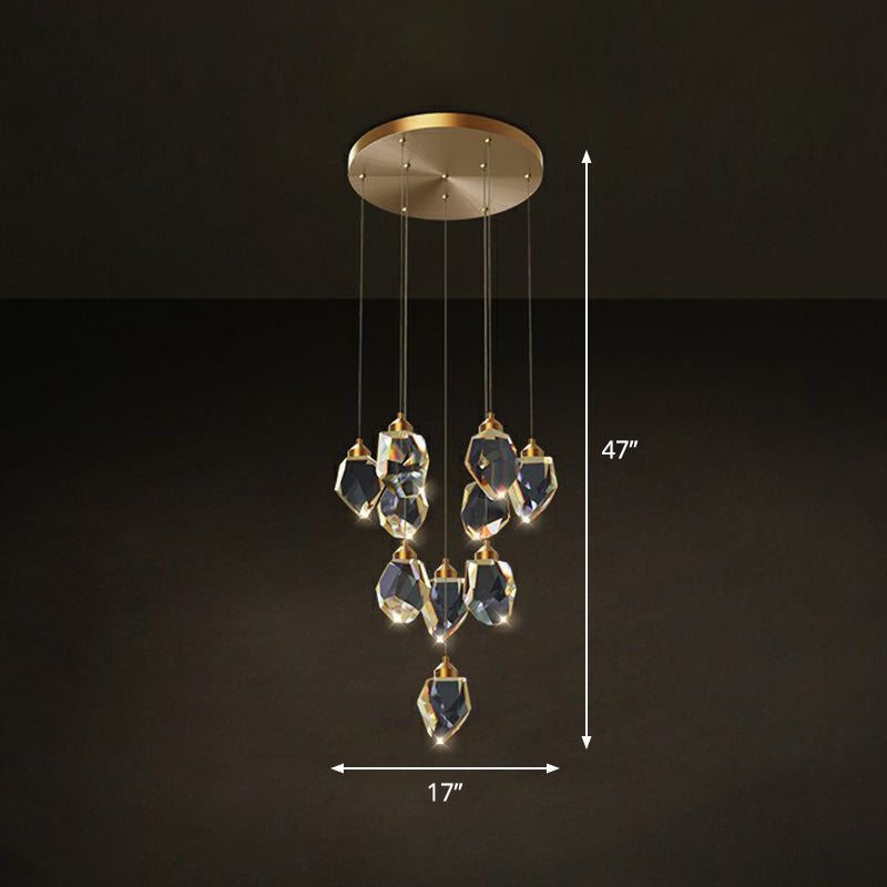 Gem Shaped LED Multi-Pendant Postmodern Crystal Clear Suspension Lighting for Dining Room Clearhalo 'Ceiling Lights' 'Modern Pendants' 'Modern' 'Pendant Lights' 'Pendants' Lighting' 2385146