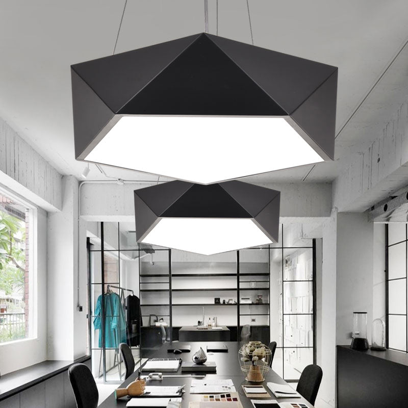 Black Pentagon LED Hanging Light Fixture Modern Metal Ceiling Chandelier for Office Clearhalo 'Ceiling Lights' 'Chandeliers' 'Modern Chandeliers' 'Modern' Lighting' 2385221