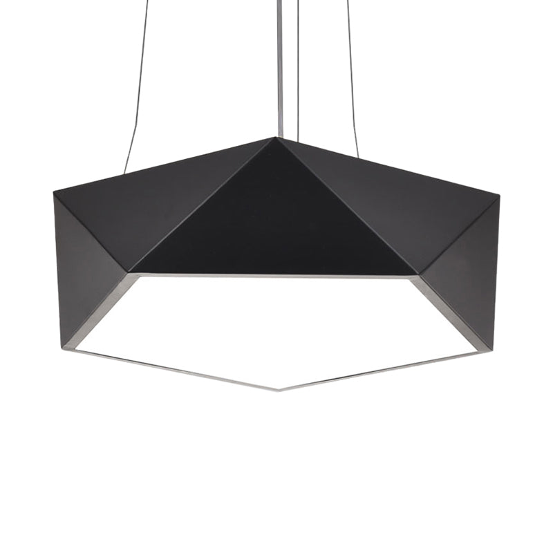 Black Pentagon LED Hanging Light Fixture Modern Metal Ceiling Chandelier for Office Clearhalo 'Ceiling Lights' 'Chandeliers' 'Modern Chandeliers' 'Modern' Lighting' 2385223