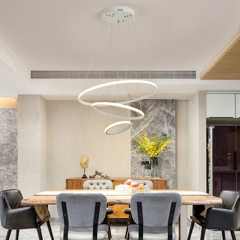 Minimalist Halo Hanging Lighting Acrylic 3-Head Restaurant LED Chandelier Pendant Light Clearhalo 'Ceiling Lights' 'Chandeliers' 'Modern Chandeliers' 'Modern' Lighting' 2385360