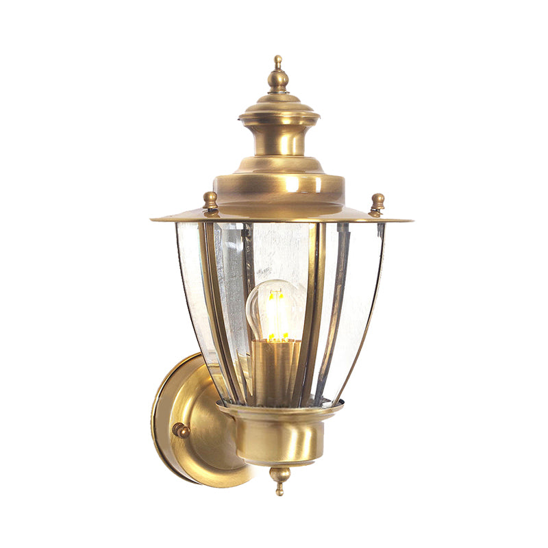 Traditional Cone Sconce Clear/Textured White Glass 1 Bulb Wall Mounted Light Fixture for Stairway Clearhalo 'Wall Lamps & Sconces' 'Wall Lights' Lighting' 238672