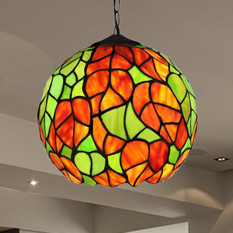 Global Pendant Light Tiffany-Style Stained Glass Antique Bronze 1 Head Ceiling Hanging Light, 10