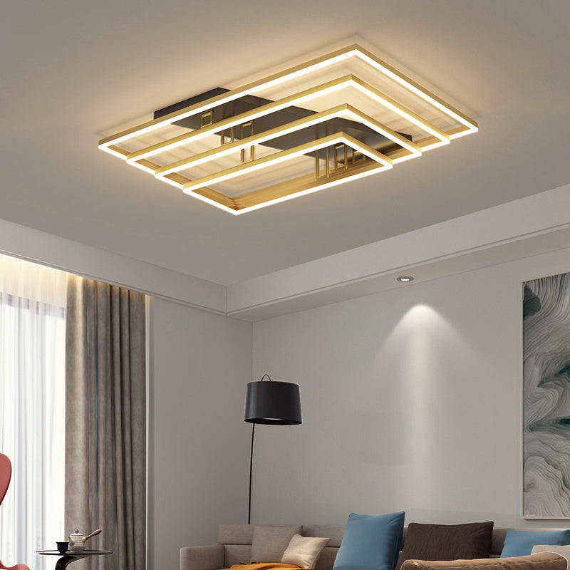 Geometric Semi Flush Light Contemporary Acrylic Bedroom Ceiling Mount Light Fixture Gold Clearhalo 'Ceiling Lights' 'Close To Ceiling Lights' 'Close to ceiling' 'Semi-flushmount' Lighting' 2388679