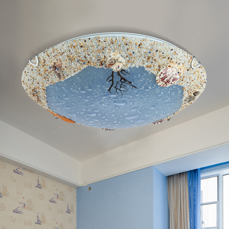 Bowl Stained Art Glass Flush Mount Lamp Kids Style LED Ceiling Flush Light for Bedroom Clearhalo 'Ceiling Lights' 'Close To Ceiling Lights' 'Close to ceiling' 'Flush mount' Lighting' 2388683