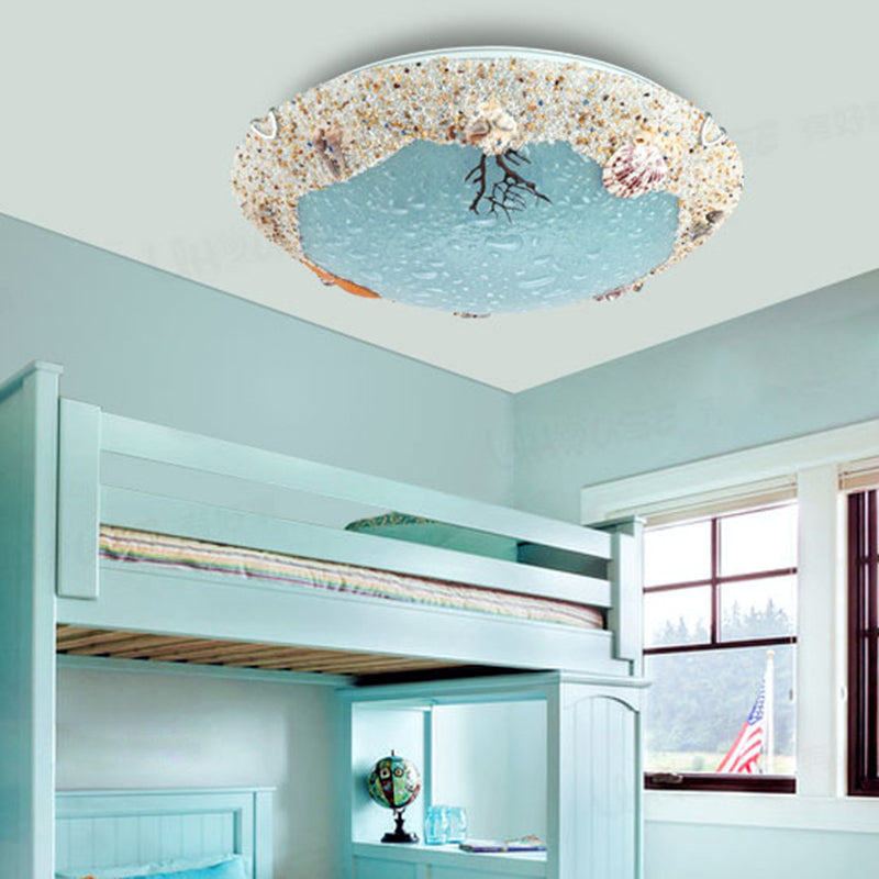 Bowl Stained Art Glass Flush Mount Lamp Kids Style LED Ceiling Flush Light for Bedroom Clearhalo 'Ceiling Lights' 'Close To Ceiling Lights' 'Close to ceiling' 'Flush mount' Lighting' 2388686