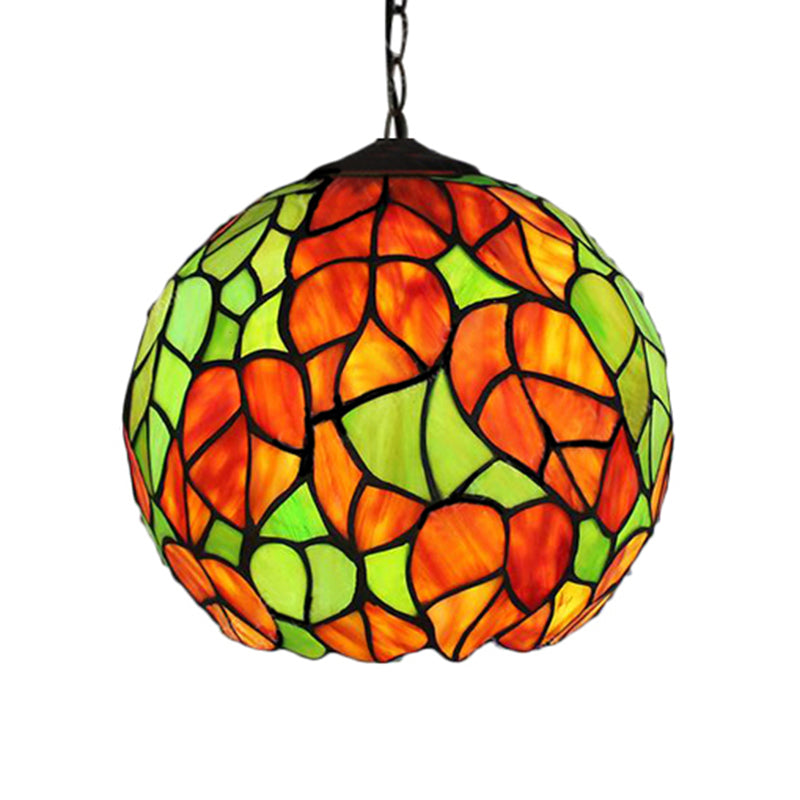 Global Pendant Light Tiffany-Style Stained Glass Antique Bronze 1 Head Ceiling Hanging Light, 10