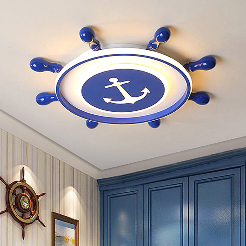 Acrylic Rudder LED Ceiling Light Childrens Blue Flush Mount Light Fixture for Bedroom Clearhalo 'Ceiling Lights' 'Close To Ceiling Lights' 'Close to ceiling' 'Flush mount' Lighting' 2388699