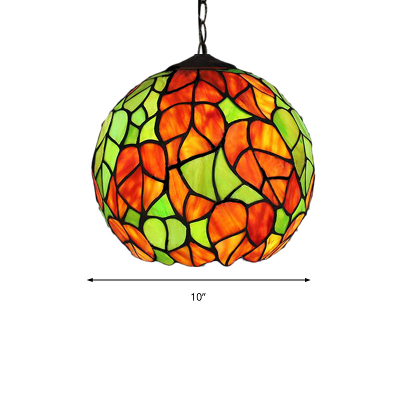 Global Pendant Light Tiffany-Style Stained Glass Antique Bronze 1 Head Ceiling Hanging Light, 10