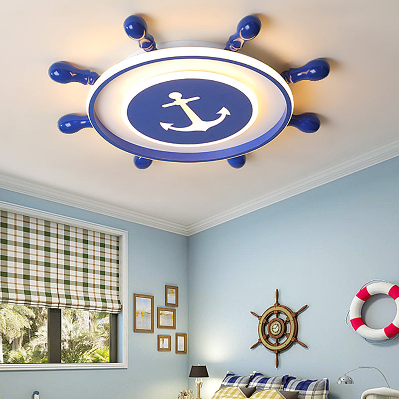 Acrylic Rudder LED Ceiling Light Childrens Blue Flush Mount Light Fixture for Bedroom Clearhalo 'Ceiling Lights' 'Close To Ceiling Lights' 'Close to ceiling' 'Flush mount' Lighting' 2388700