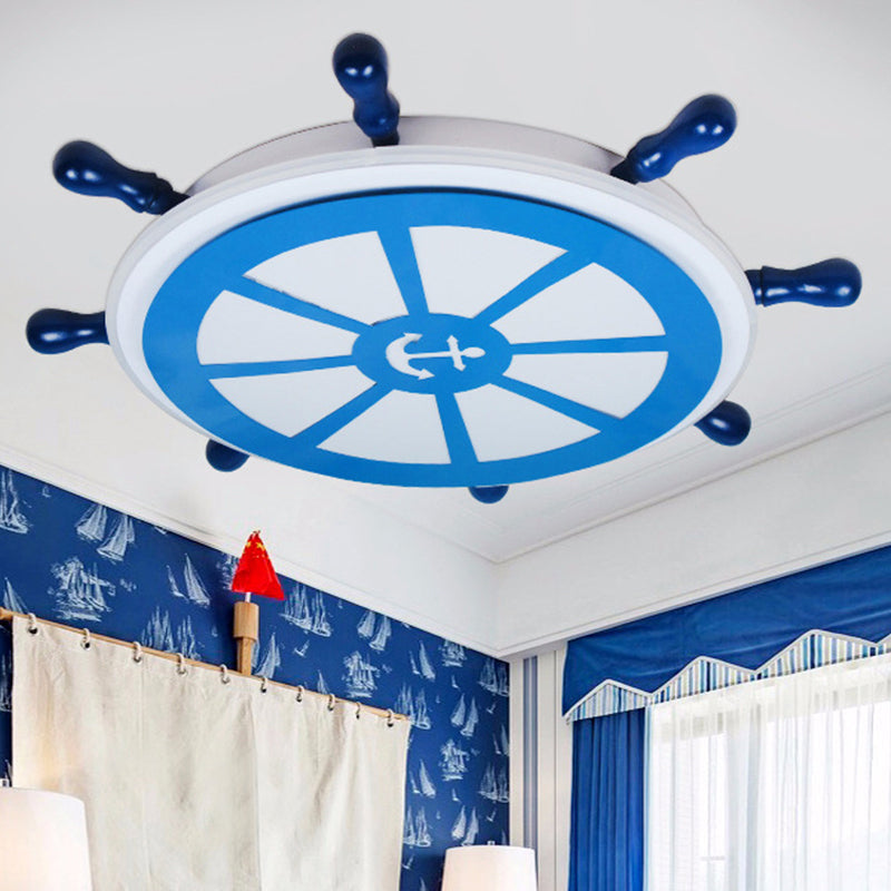 Rudder Boys Bedroom Flush Light Metal Kids LED Ceiling Flush Mount Light in Blue Clearhalo 'Ceiling Lights' 'Close To Ceiling Lights' 'Close to ceiling' 'Flush mount' Lighting' 2388713