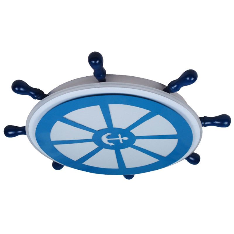 Rudder Boys Bedroom Flush Light Metal Kids LED Ceiling Flush Mount Light in Blue Clearhalo 'Ceiling Lights' 'Close To Ceiling Lights' 'Close to ceiling' 'Flush mount' Lighting' 2388715