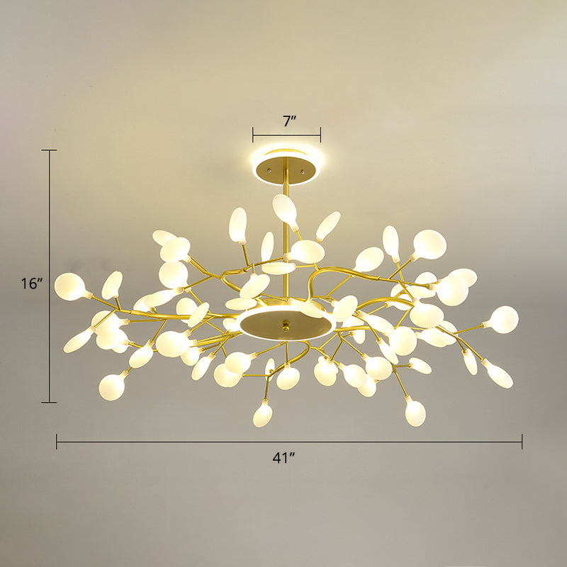 Postmodern Firefly LED Chandelier Acrylic Living Room Suspended Lighting Fixture 63 Gold Clearhalo 'Ceiling Lights' 'Chandeliers' 'Modern Chandeliers' 'Modern' Lighting' 2389069