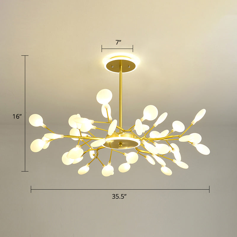 Postmodern Firefly LED Chandelier Acrylic Living Room Suspended Lighting Fixture 45 Gold Clearhalo 'Ceiling Lights' 'Chandeliers' 'Modern Chandeliers' 'Modern' Lighting' 2389071