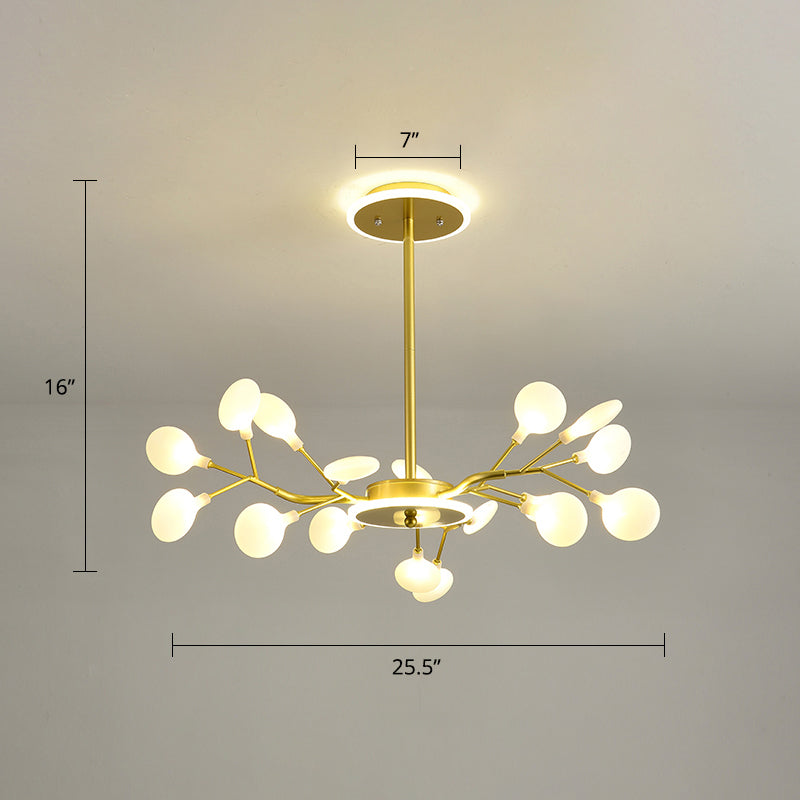 Postmodern Firefly LED Chandelier Acrylic Living Room Suspended Lighting Fixture 18 Gold Clearhalo 'Ceiling Lights' 'Chandeliers' 'Modern Chandeliers' 'Modern' Lighting' 2389073