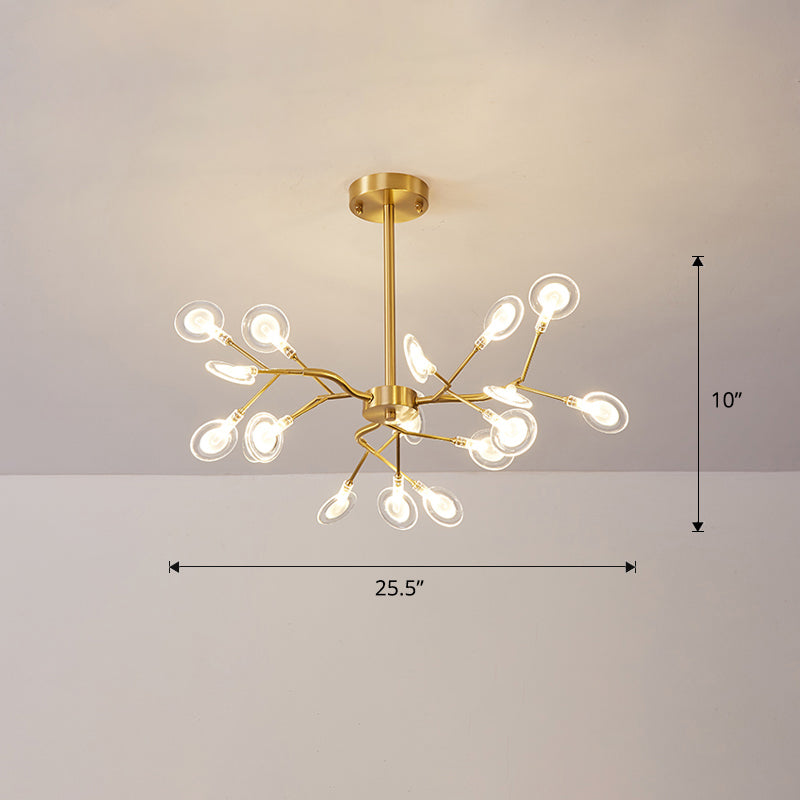 Glowworm Shaped Chandelier Lamp Postmodern Acrylic Hanging Light for Dining Room 18 Brass Clearhalo 'Ceiling Lights' 'Chandeliers' 'Modern Chandeliers' 'Modern' Lighting' 2389082